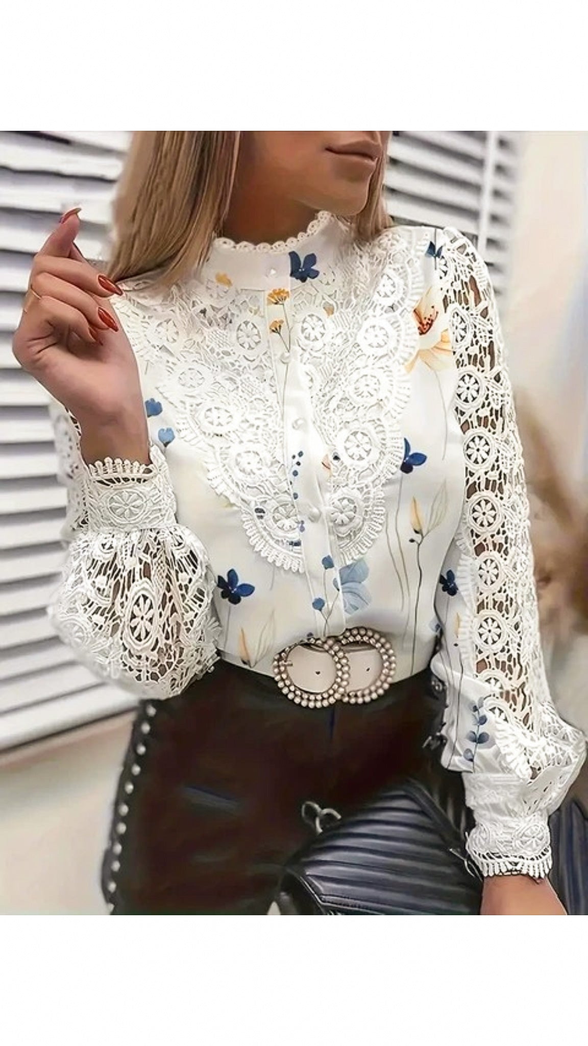 Gayle Button Down Lace Shirt