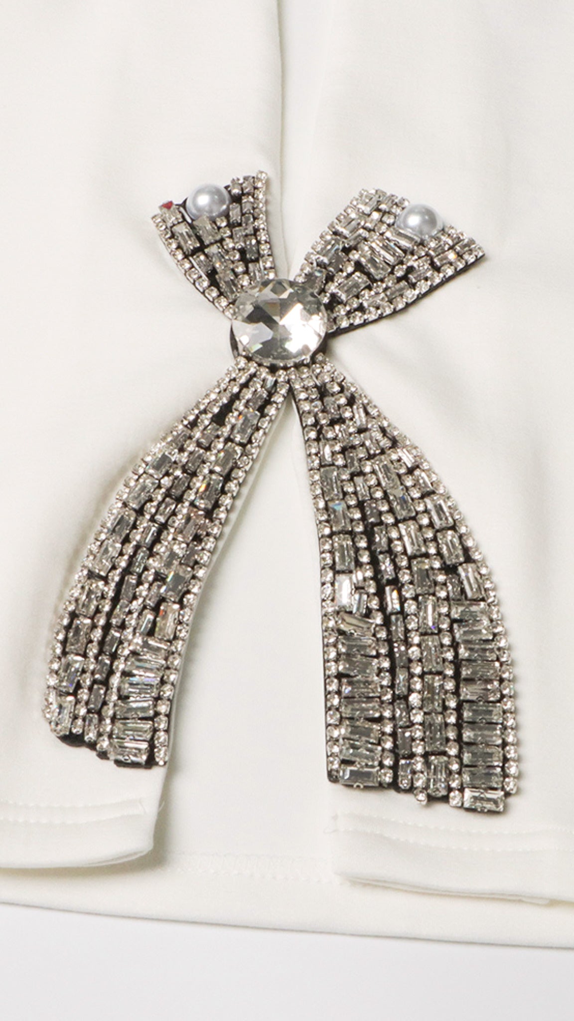 Nyssa Diamante Bow Tie V-Neck Crop Top