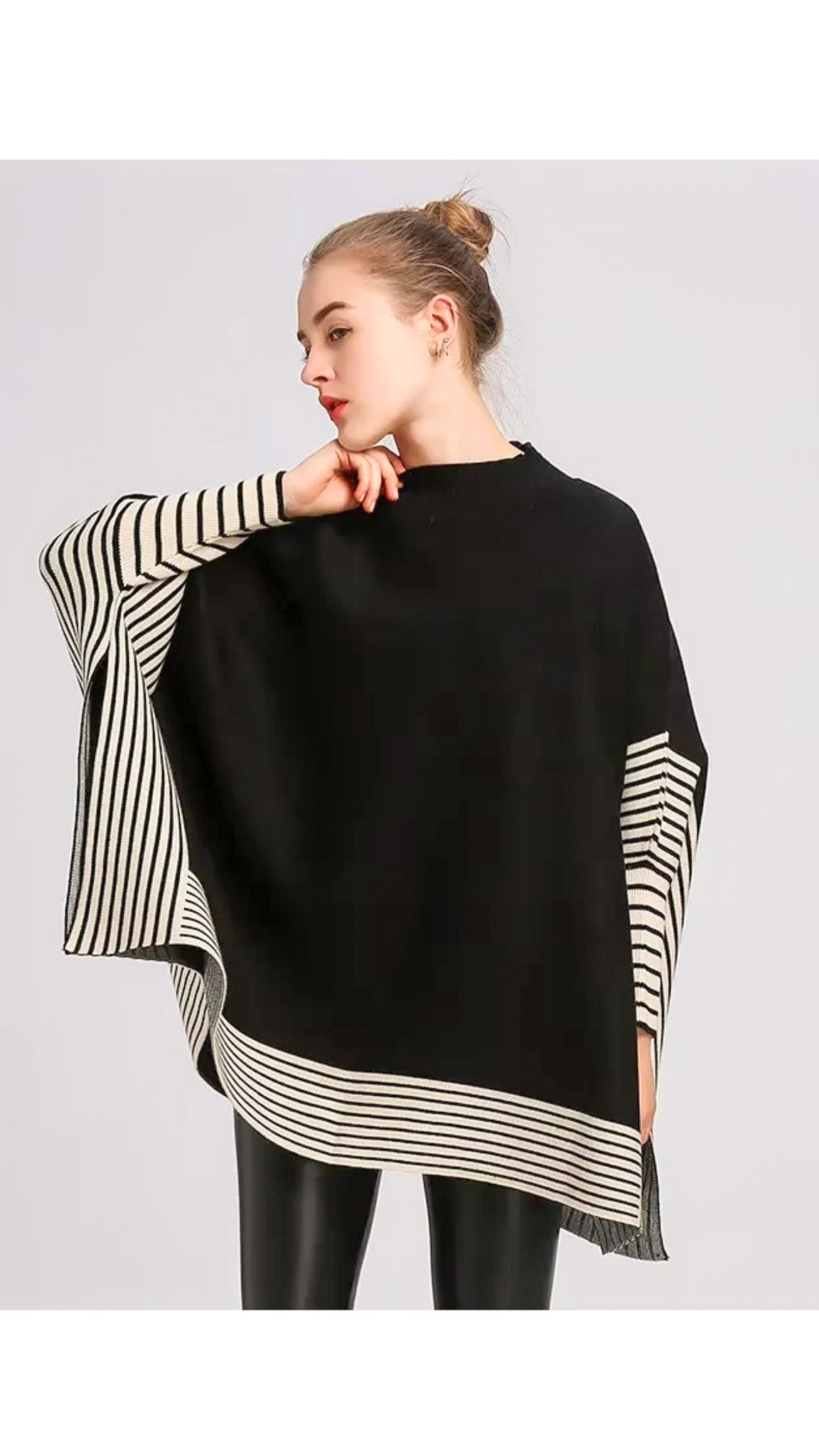 Harper Striped Poncho