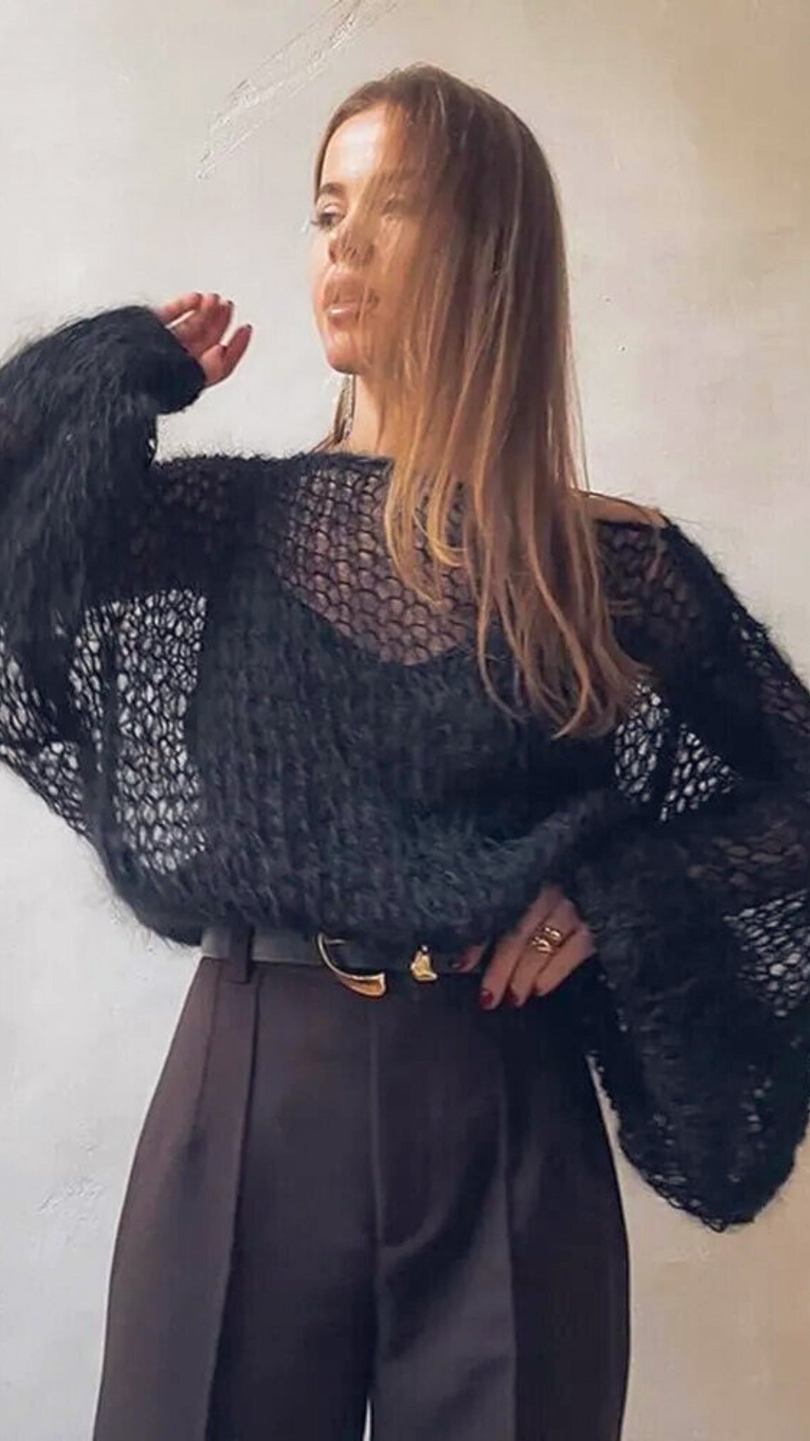 Gwyneth Mesh Knitted Pullover