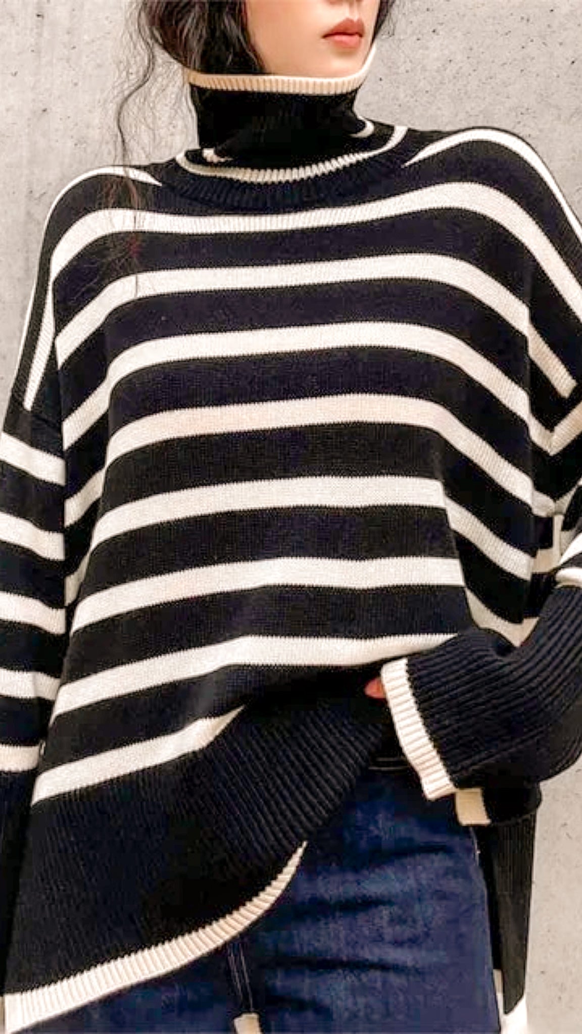 Cordelia Striped Turtleneck Sweater