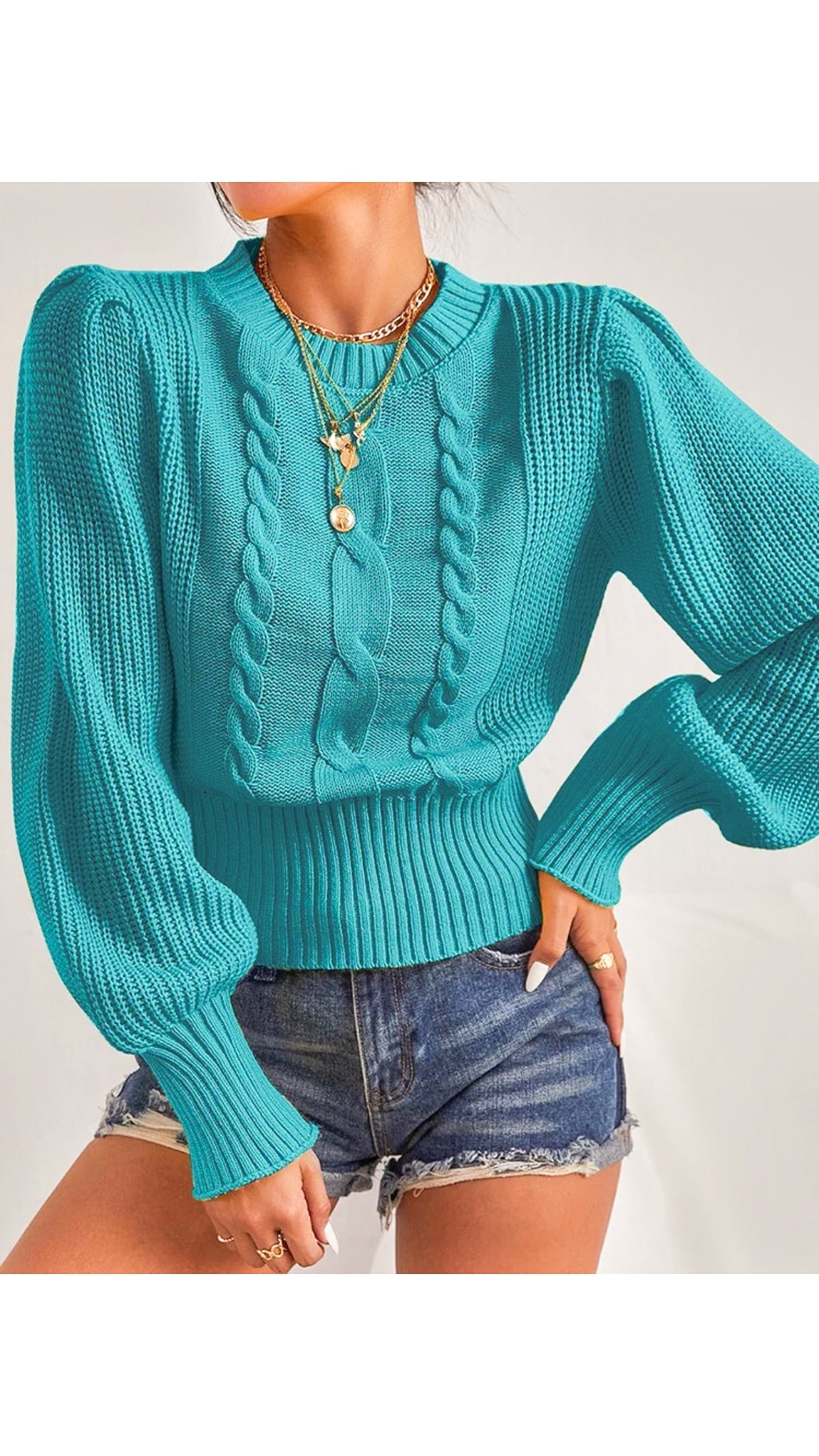 Orla Knitted Puff Pullover (One size)