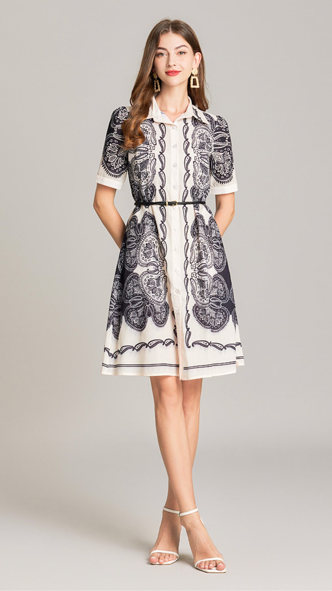 Juliana Paisley Printed Shirt Dress