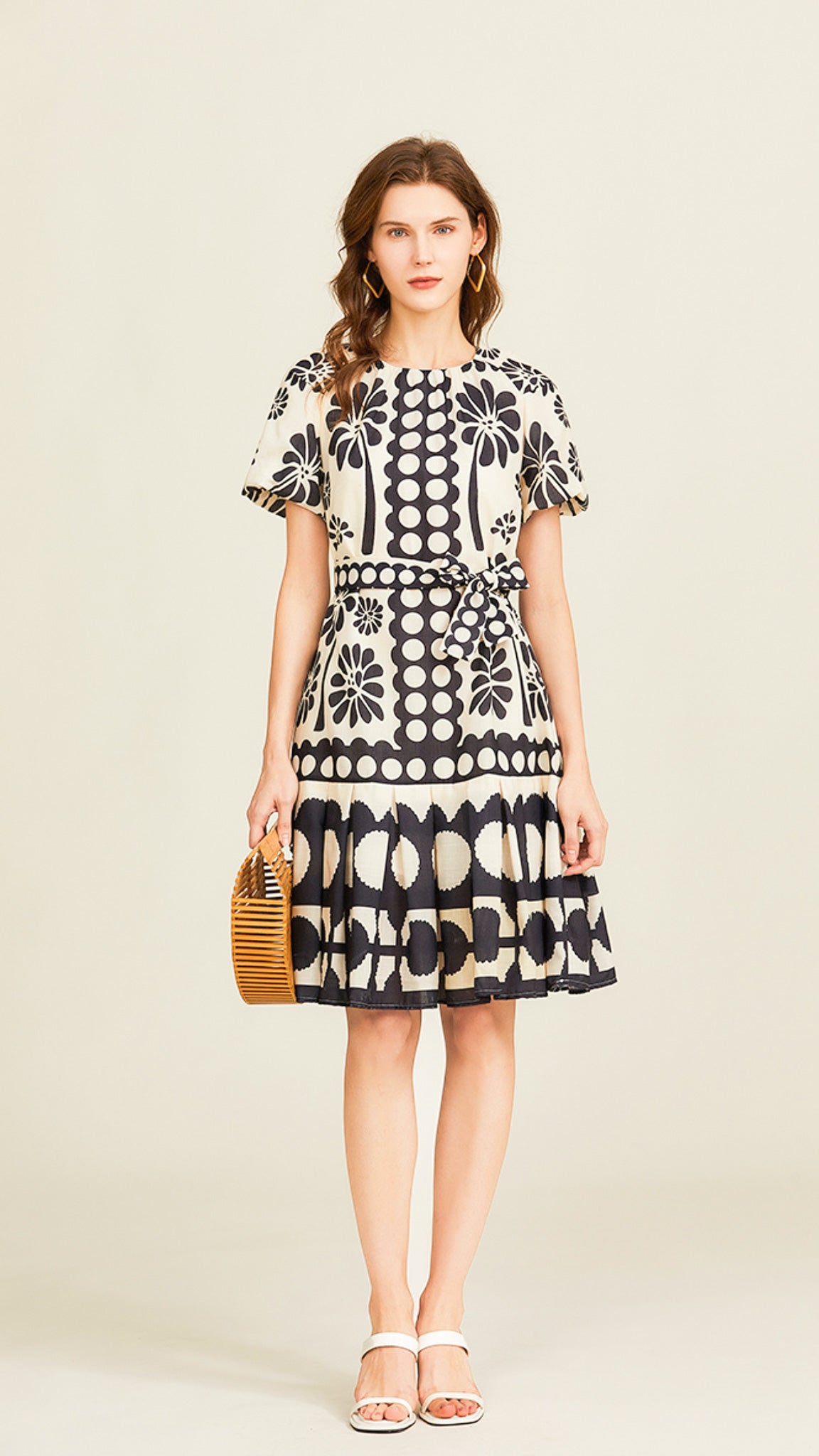 Josie Black & White Contrast Printed Dress