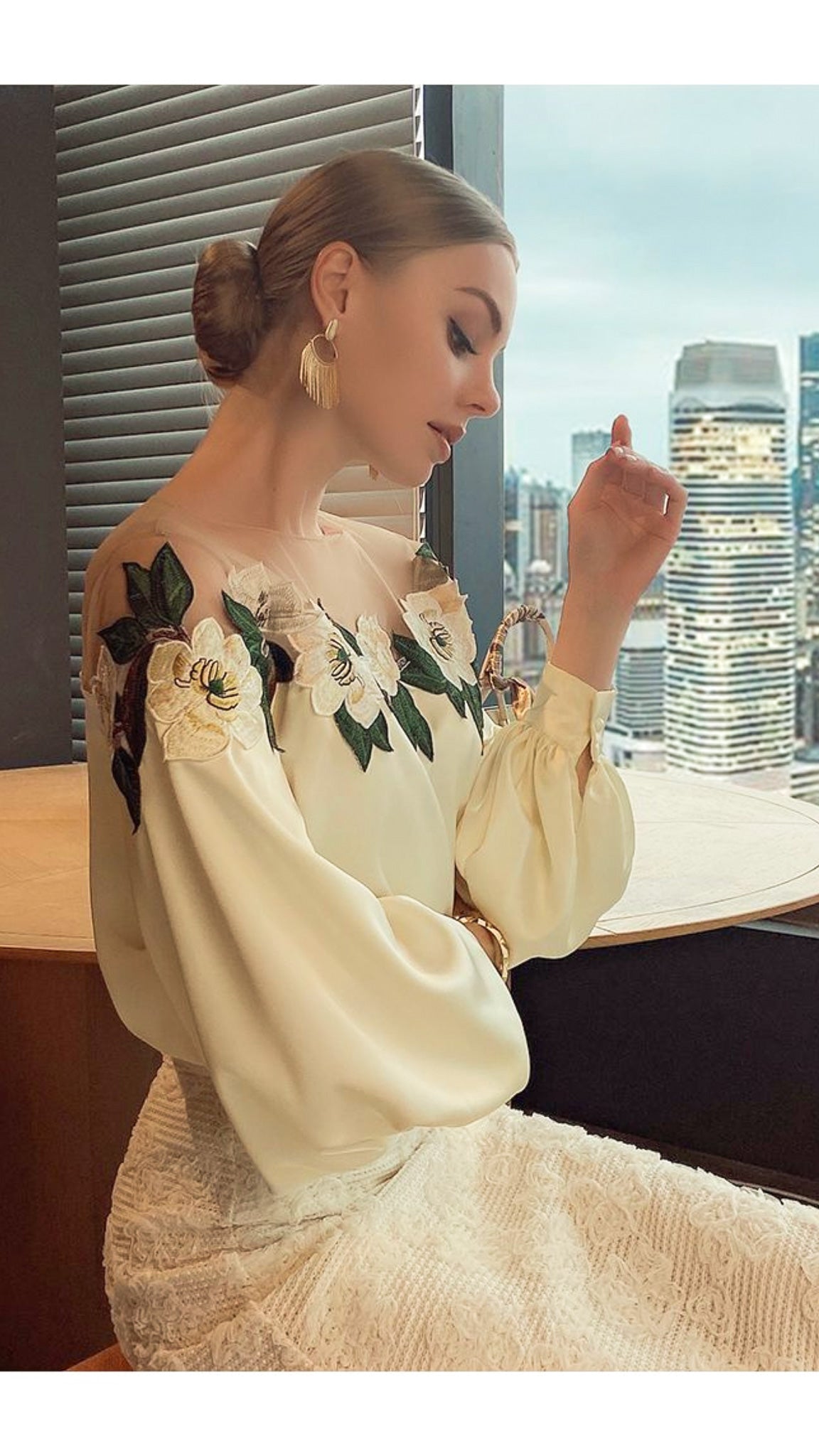 Belle Mesh Yoke Blouse