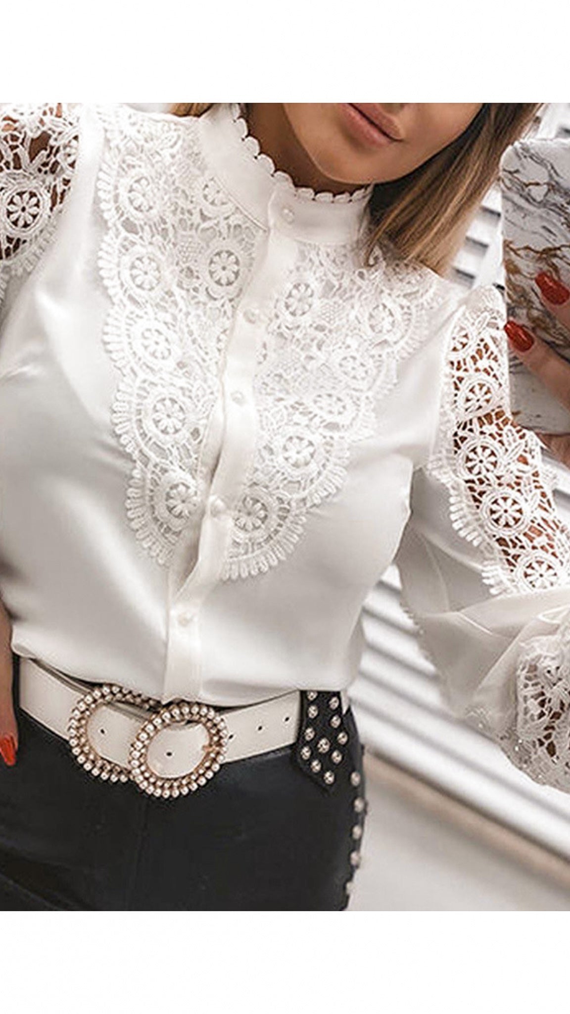Gayle Button Down Lace Shirt