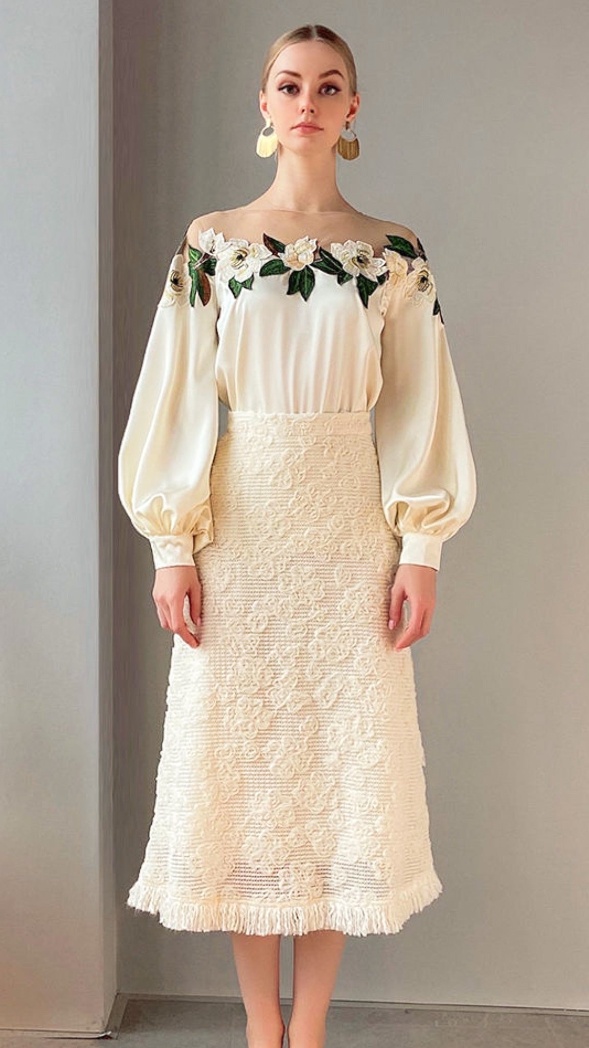 Belle Mesh Yoke Blouse