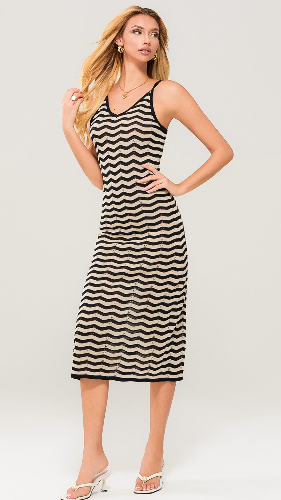 Selene Mid-Back Chevron Dress
