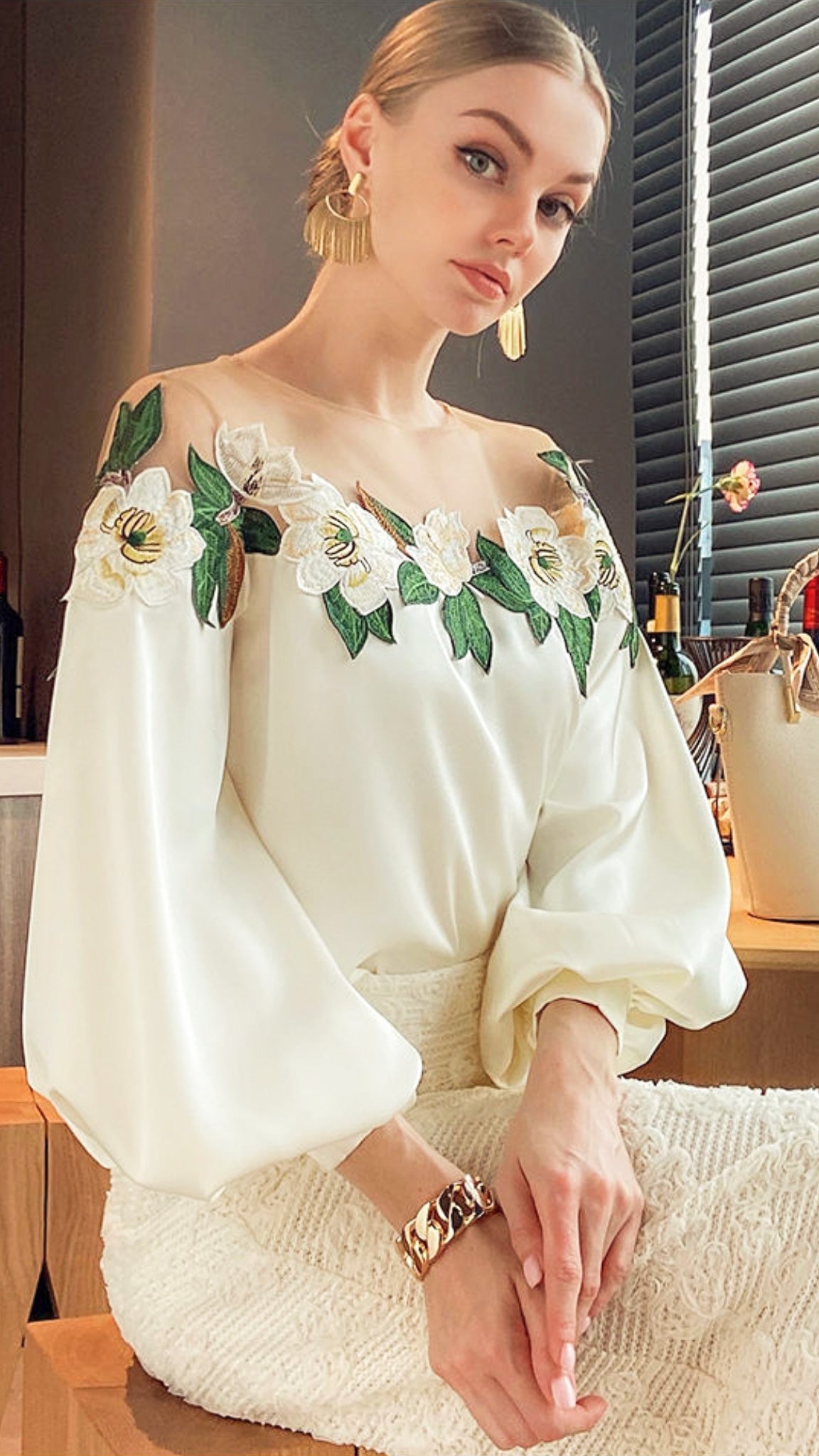 Belle Mesh Yoke Blouse