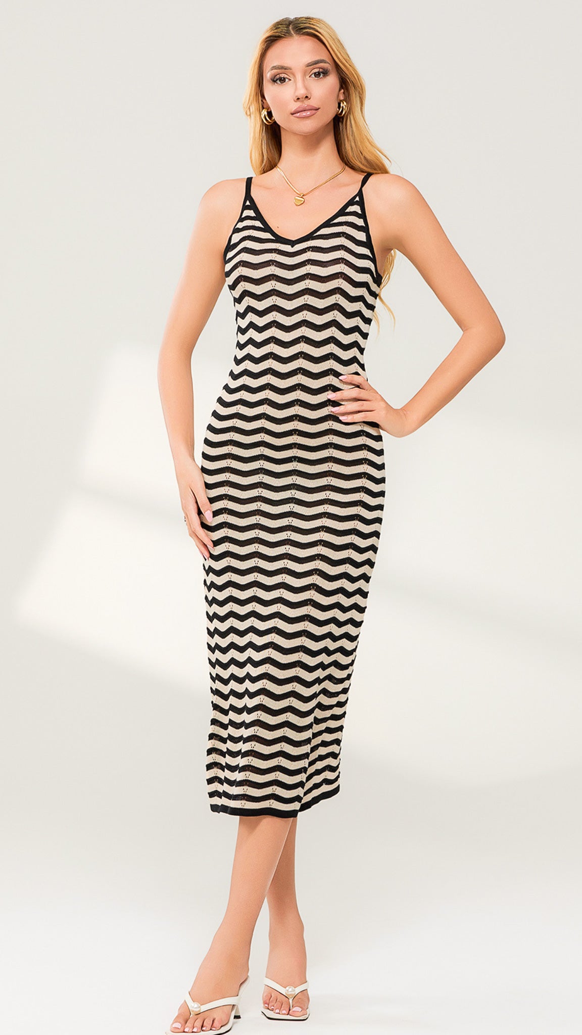 Selene Mid-Back Chevron Dress