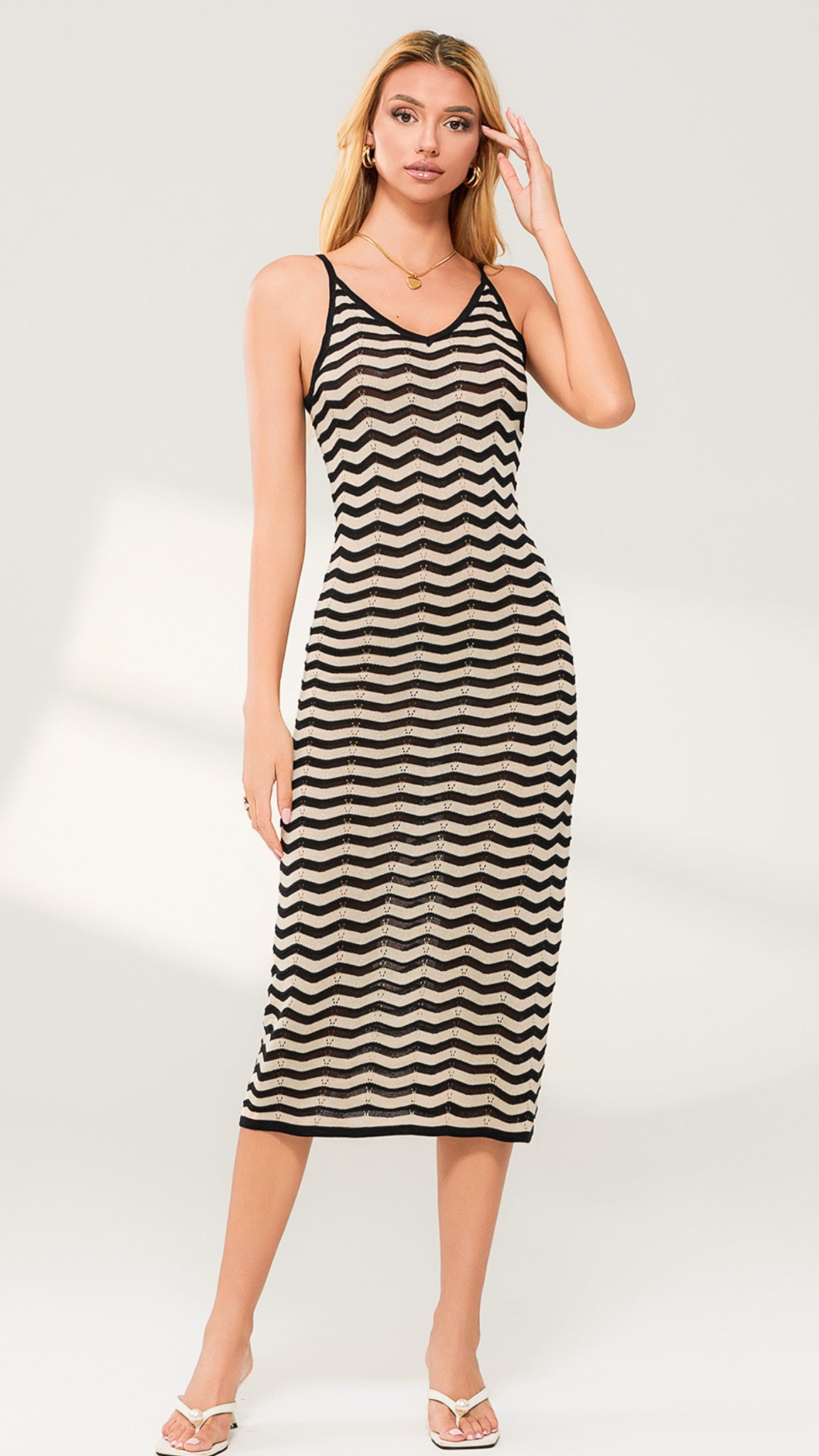 Selene Mid-Back Chevron Dress