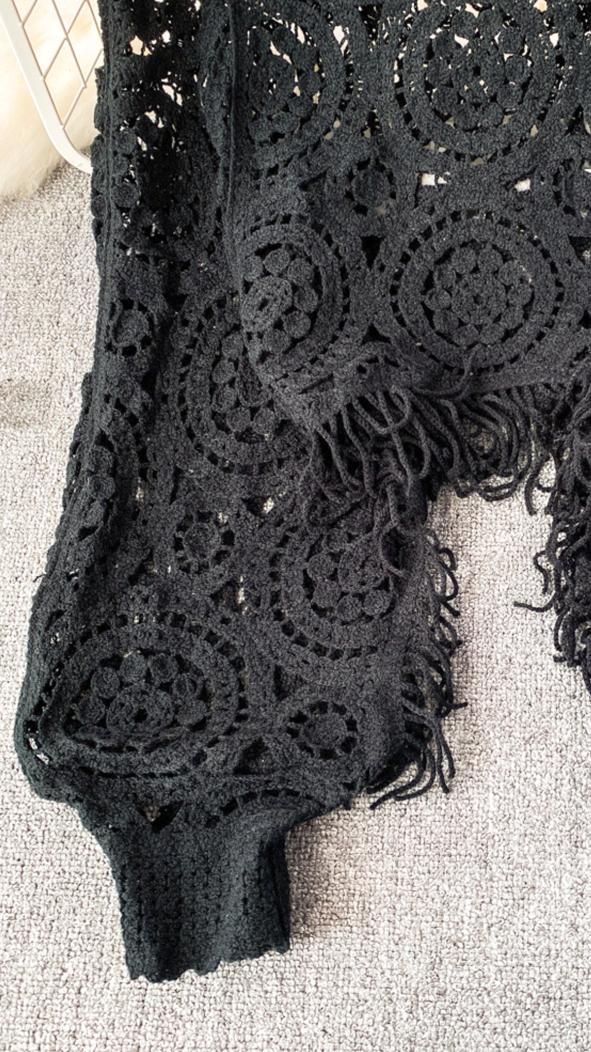 Camille Crochet Midriff Top With Oversized Sleeves (One Size)