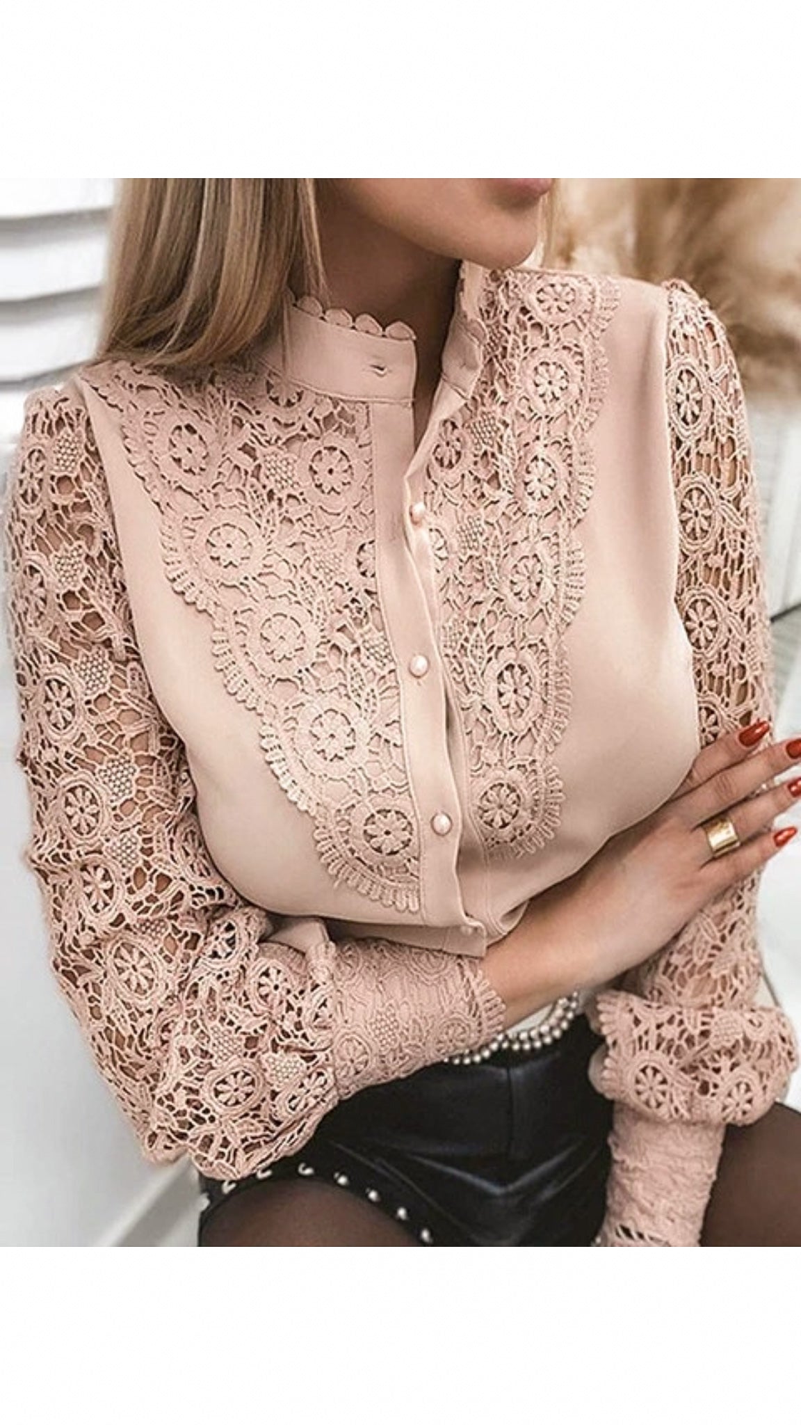 Gayle Button Down Lace Shirt