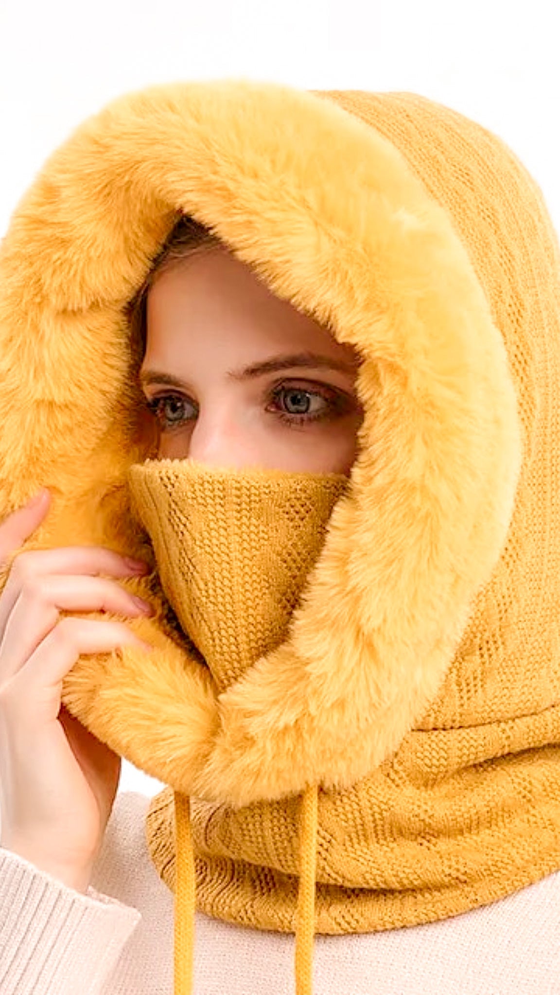 Luxurious Keep Warm Hood Piece With Face Cover
