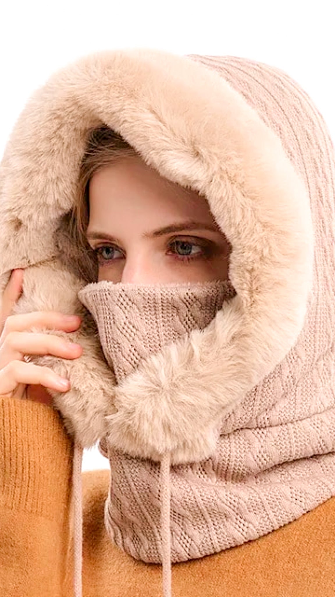 Luxurious Keep Warm Hood Piece With Face Cover