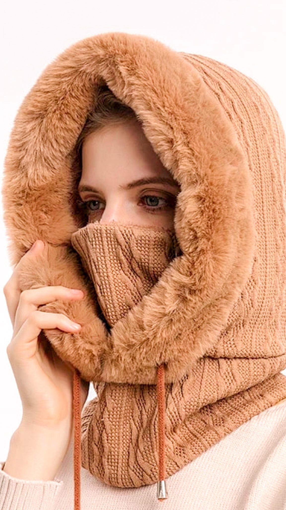 Luxurious Keep Warm Hood Piece With Face Cover