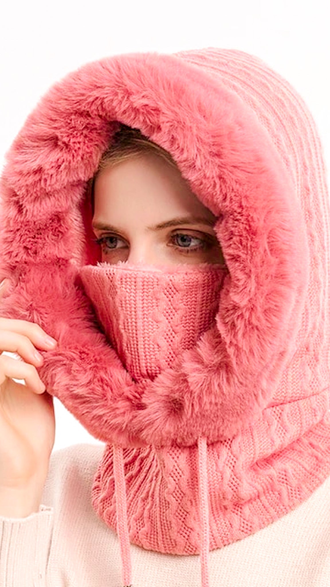 Luxurious Keep Warm Hood Piece With Face Cover