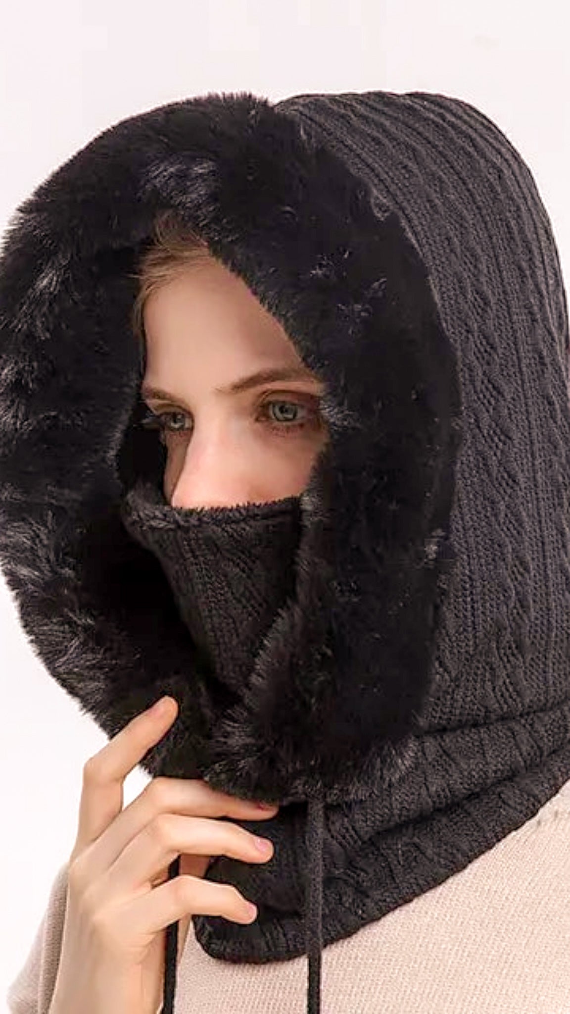 Luxurious Keep Warm Hood Piece With Face Cover