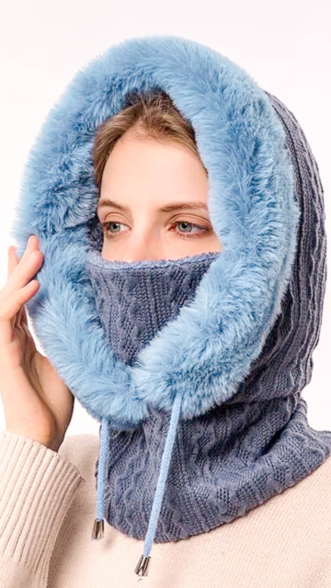 Luxurious Keep Warm Hood Piece With Face Cover