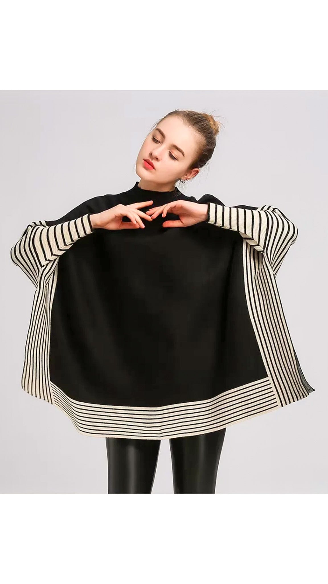 Harper Striped Poncho