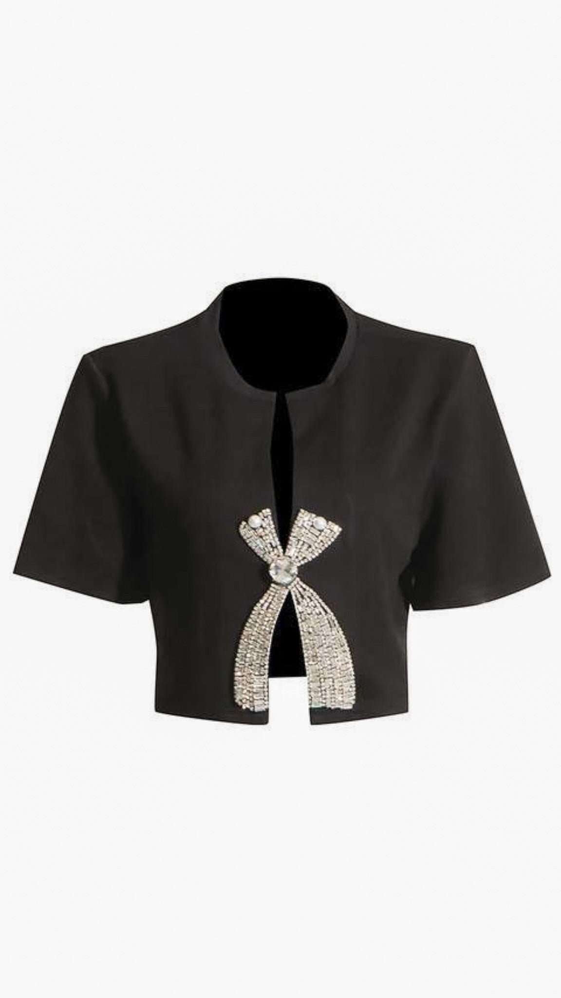 Nyssa Diamante Bow Tie V-Neck Crop Top