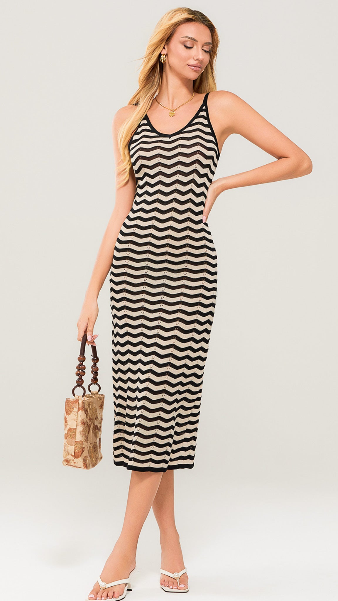 Selene Mid-Back Chevron Dress