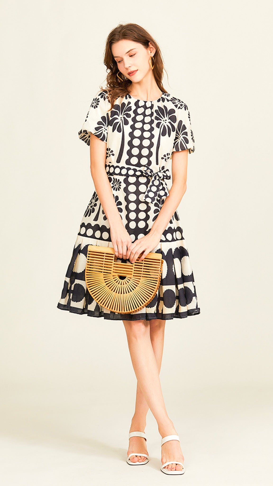 Josie Black & White Contrast Printed Dress