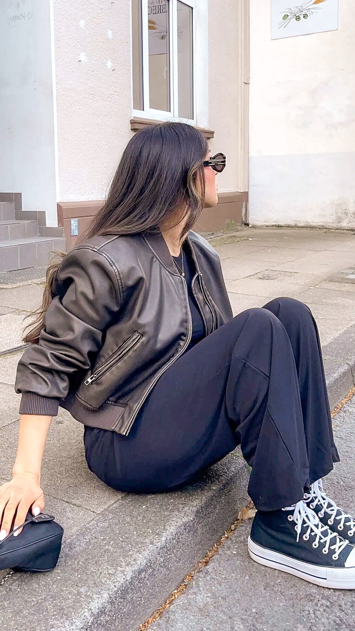 Celeste Faux Leather Bomber Jacket