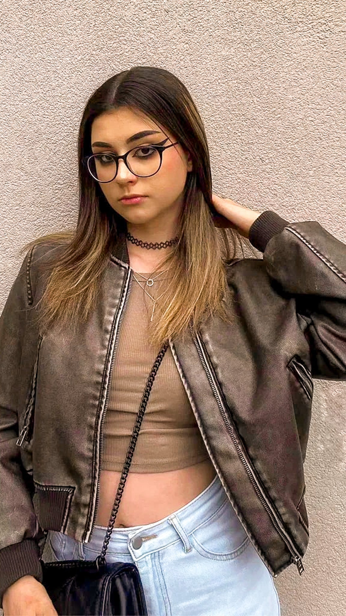 Celeste Faux Leather Bomber Jacket