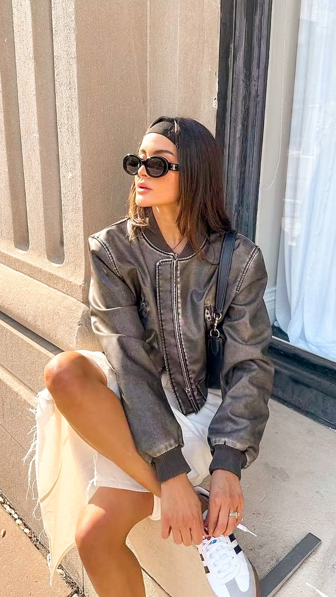 Celeste Faux Leather Bomber Jacket